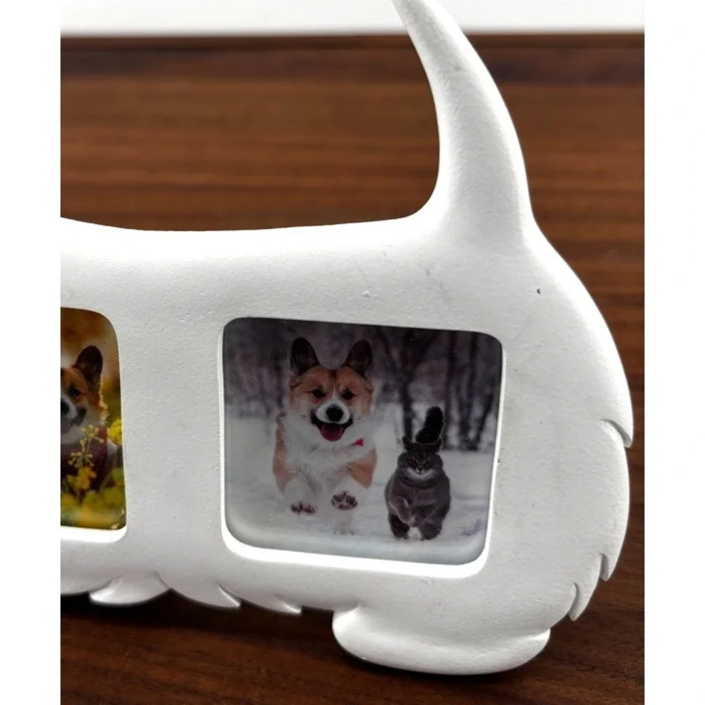 Scottie Dog Double Photo Frame White Terrier  Holds 2 Pictures Whimsical Pet